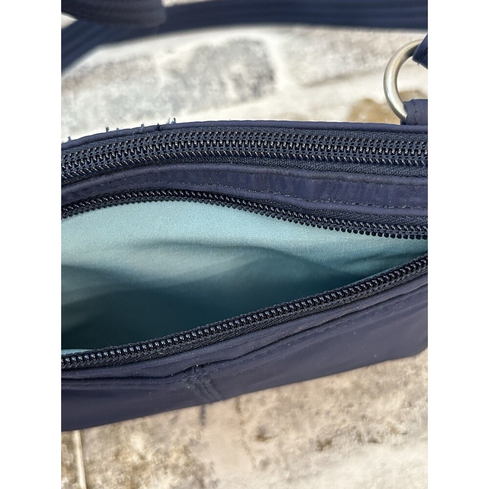 Travelon Anti-theft Classic Light Convertible Small Crossbody Bag Navy Silver - Picture 4 of 12